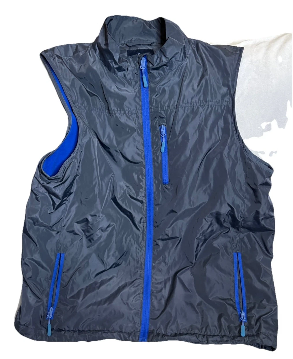 Tailorbyrd Collection Vest Blue Lined Men Size XL Full Zip Snap Travel