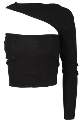 CHRISTOPHER ESBER SCHWARZ WOLLE ONE SHOULD TOP X-SMALL