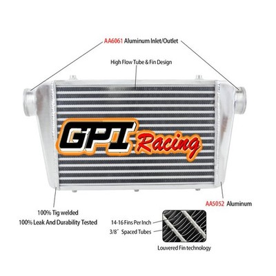 Universal 24.6*12*3.3'' FMIC Front Mount Intercooler Aluminum Tube&Fin Turbo 76mm