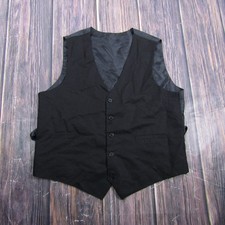 Suit Vest Mens L Black Formal Dress Waistcoat Adjustable Cinch Back