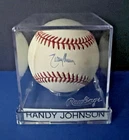 RANDY JOHNSON YANKEES HOF AUTOGRAPHED BASEBALL & RAWLINGS CUBE. PHOTO PROOF