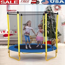 5.5FT Kids Trampoline W/ Enclosure Net Basketball Hoop & Ball Heavy Duty Fun New