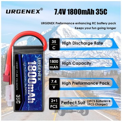 Powerful 1800mAh 2S Lipo Battery with Deans T Plug