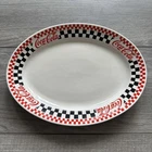 Vintage 1996 Gibson Coca-Cola White Checkered Ceramic Dinner Serving Platter