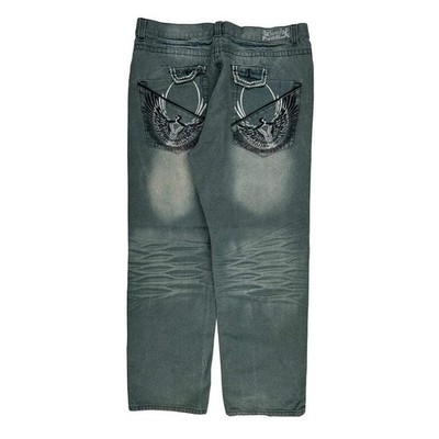 Hip Hop F.U.S.A.I. Jeans Graphic Jeans - 38 W 29 L Grau Baumwolle