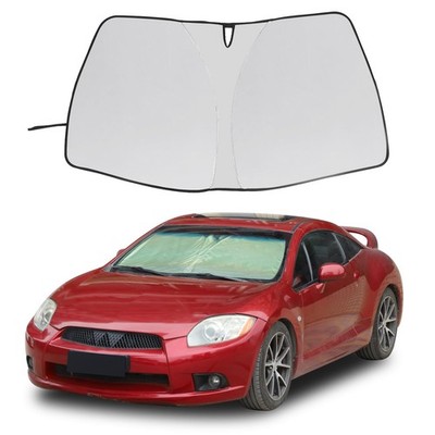 HIRUFAIT Windshield Sun Shade for Mitsubishi Eclipse 2006 2007 Sliver + Black 