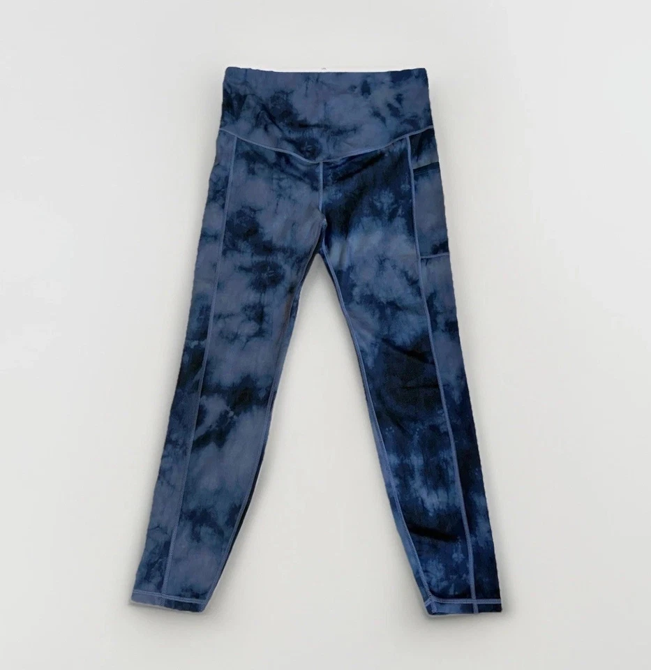 Gap Maternity Under Belly Recycled 7/8 Power Leggings Blue/Black Tie Dye size M - Image 2 of 4