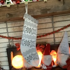 1 Target Wondershop White Grey Gray Christmas Stocking Fur No Poms Ivory Isle