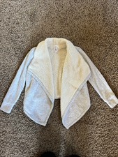 Girls Gap Heather Gray Sherpa Lined Sweatshirt Open Front S 6-7