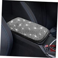 Car Armrest Cover for Women Diamond Rhinestone Bling Car Accessories Car White