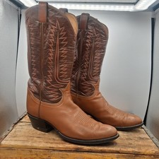 Vintage Tony Lama Cowboy Boots Men's 10.5 D USA Made Black Label Brown...
