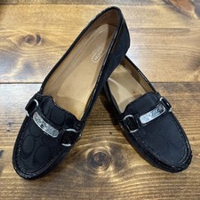 Coach Felisha Signature Jacquard Loafers Black C Silver Tone Accents 8 1/2 A2134