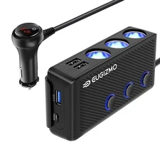 Cigarette Lighter Plug Splitter, 200W 3 Socket Car Cigarette Lighter Adapter ...