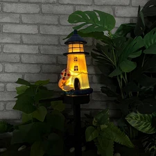 Waterproof Solar Lighthouse Lights Outdoor Nautical Decor Christmas Gift Outdoor