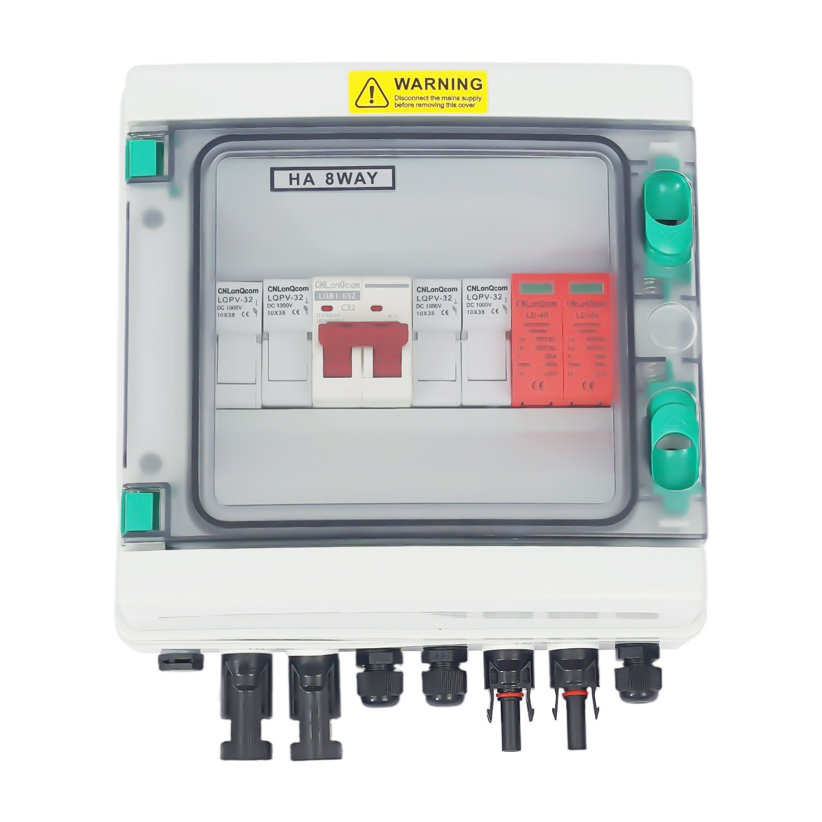 DC 500V / 1000V Solar PV Combiner Box 2 Strings Circuit Breaker For Solar Panel