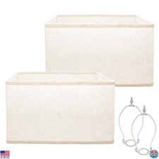 Beige Rectangle Lamp Shades - Set of 2, 16"x8"x10", Modern Collapsible Design