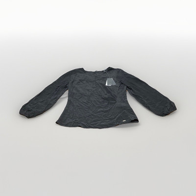 A|X Armani Exchange Women s Black Solid Logo Zip Long Sleeve Blouse XL