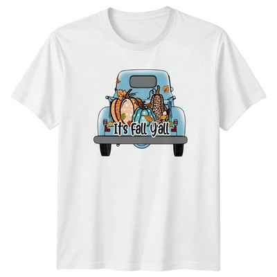 Its Fall Yall Damen T-Shirt blau Vintage LKW Herbst Erntedank Geschenk für Sie