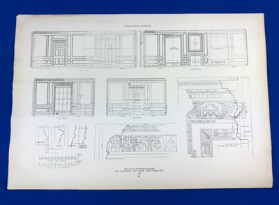 1925 Architectural Print - National City Bank NYC, Details of President's Room