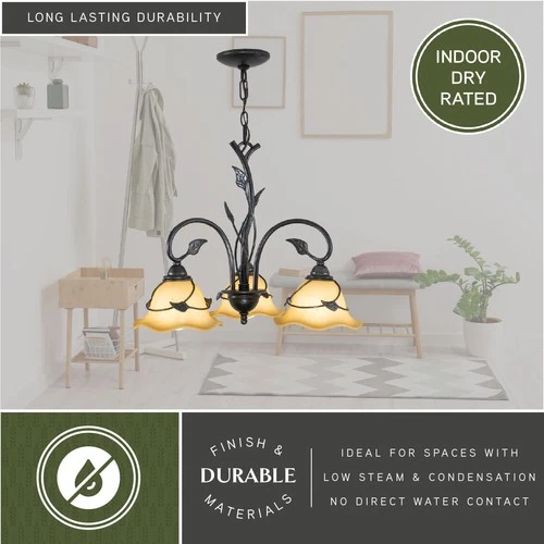 Vaxcel Lighting CH38803 Vine 3 Light Chandelier - Oil Shale - Picture 4 of 7