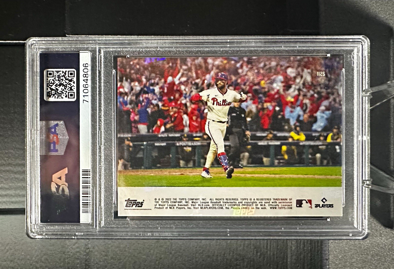 Topps 2022 Topps Now Bryce Harper Purple /25 #1125 Phillies PSA 9 Bedlam @ Bank view 5