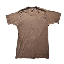 Vintage Y2K BVD Mens Blank T-Shirt Brown Military Faded Single Stitch #2252