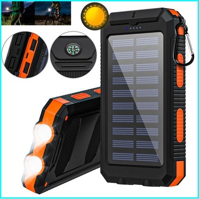 500000mAh Solar Power Bank Portable Charger w/Flashlight/Compass For Cell Phone