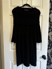 The Limited Women’s Sweater Dress M Black Cowl Neck Knee Length 3/4 Sleeve