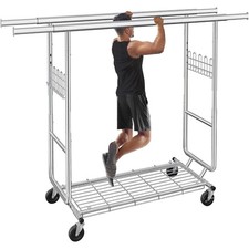 Kleiderst&auml;nder auf Rollen Tragkraft 408kg Chrom moderner Garderobenst&auml;nder