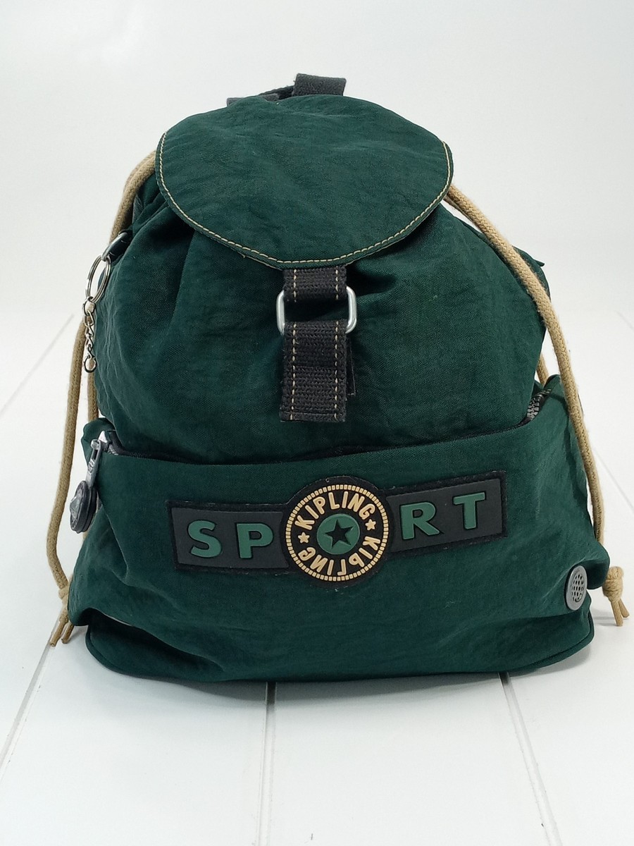 希少 1990s archive docking nylon backpack Vintage 90's Kipling Sport Green Nylon Backpack Drawstring Flap