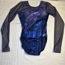 GK Elite Long Sleeve Rhinestone Embellished Competition Gymnastics Leotard AXS