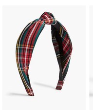 J.Crew Tartan Plaid Knot Headband Stewart Tartan Black Red One Size NWT MSRP: 45