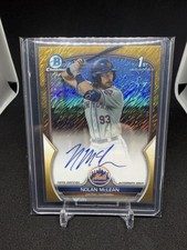 Topps 2023 Bowman Chrome Nolan McLean Mets #CDA-NM 1st Auto Gold Shimmer /50
