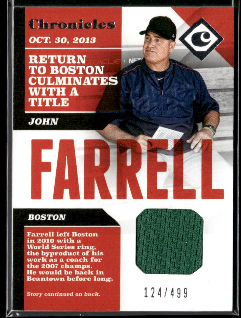 John Farrell 2017 Panini Chronicles Swatches Game Used Jersey /499 N1