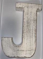 White Wooden Hobby Lobby Letter  J  Shelf Sitter Wall Hanger 10.25 X 14  