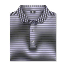 NEW MENS FOOTJOY SHIRTING STRIPE LISLE POLO GOLF SHIRT, BLACK/PERIWINKLE, LARGE