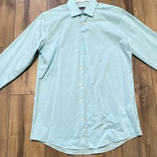 J. Ferrar COOLMAX Slim Fit Solid Light Blue Dress Shirt M 15-15.5 32-33
