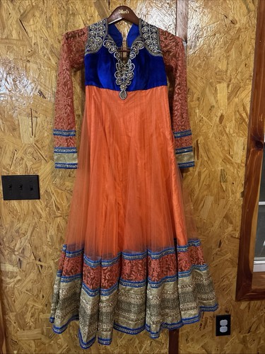 Pakistani Indian anarkali Embroidered Chiffon Long Not branded Beautiful!