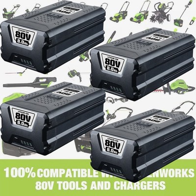 4x For Greenworks GBA80200 8000mAh 80V Li-ion Battery High Capacity Drill Tools