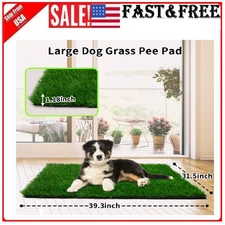 Grass Pad for Dogs 39"x32" Soft Real Grass for Pets Potty Training Easy to Clean