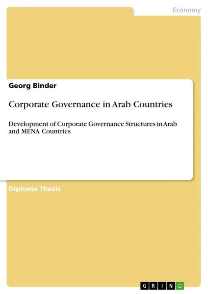 Corporate Governance In Arab Countries Georg Binder Taschenbuch 72 S. Englisch-image