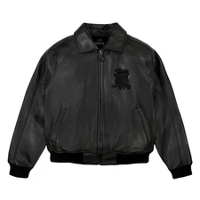 Men’s Iconic Avirex Leather Jacket Black American Bomber Jacket Gift for him