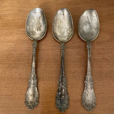 Vtg 1847 Rogers Bros Silver Plated  Serving Spoons XS Triple Lot Of 3 Unpolished