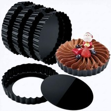 Hslife 6 Pack 5 Inch Mini Tart Pans with Removable Bottom, 5 inches, Black