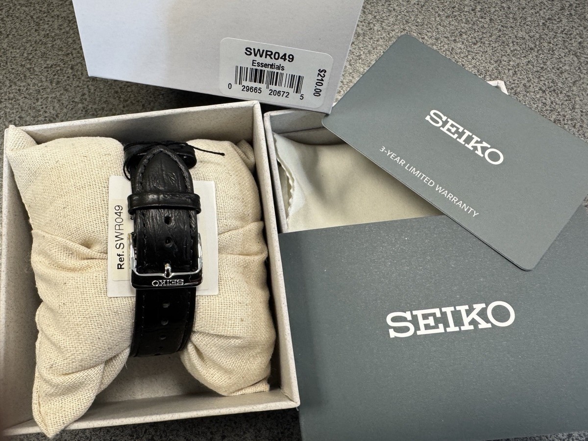 Buy Seiko Essentials White Dial Black leather strap Rectangle