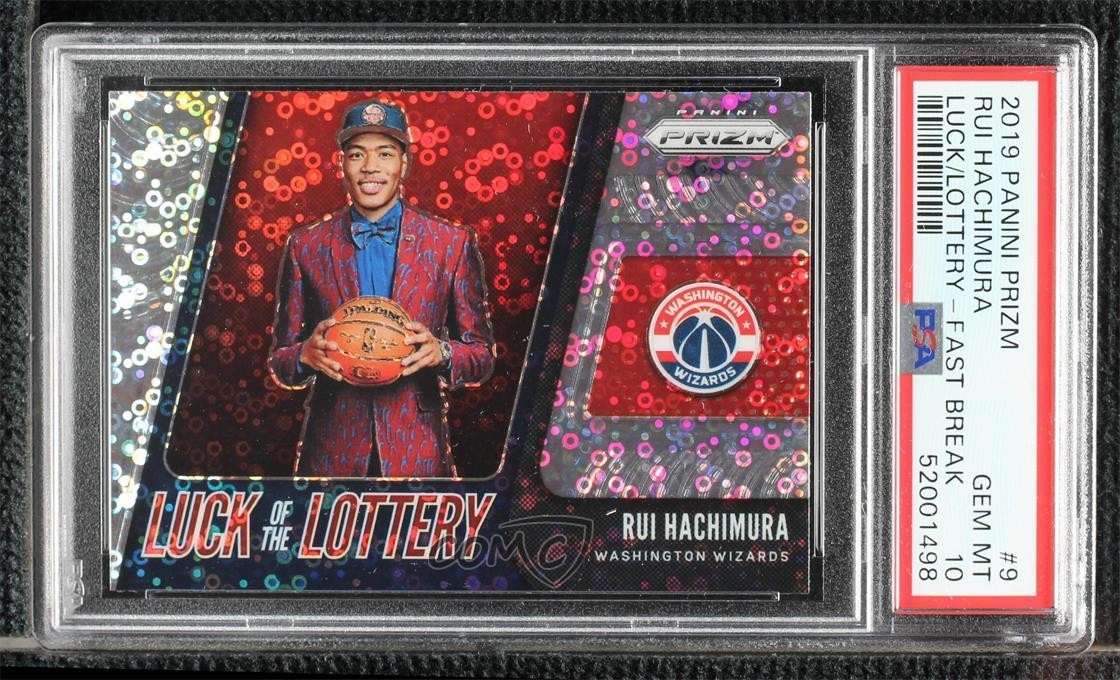 2019 Prizm Luck of the Lottery Fast Break Rui Hachimura #9 PSA 10 Rookie RC n0c