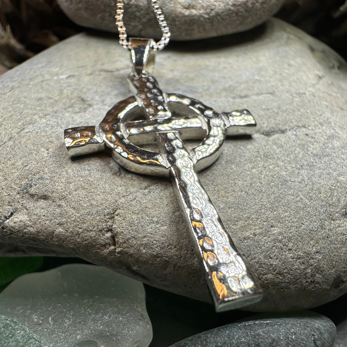 Celtic Cross Necklace Irish Scottish Welsh Religious Pendant 925 W
