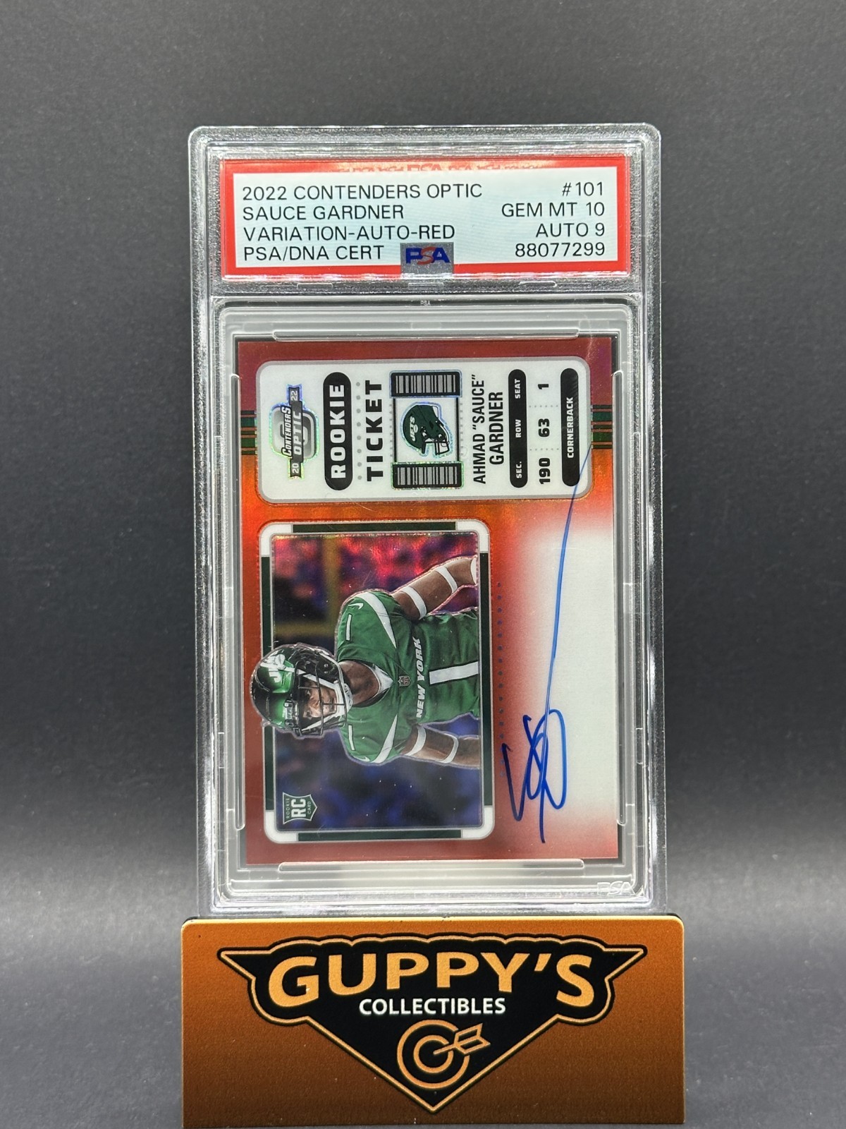 2022 Contenders Optic Ahmad Sauce Gardner Red Variation Auto /50 PSA 10 & AUTO 9