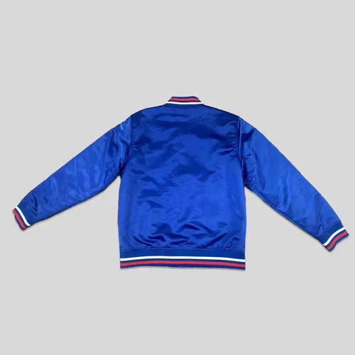 Men's Stranger Things WSQK Satin Bomber Jacket - (Blue, Large) image 2
