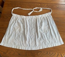 Vintage Half Apron Gray White Gingham Pockets Smocking Granny Core